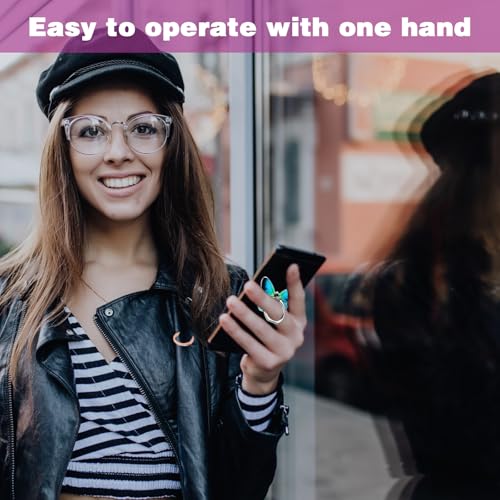 Tyqour 4pcs Cute Butterfly Ring for Phone Case Butterfly Cell Phone Ring Holder Kawaii Metal Phone Finger Holder 360°Rotation Phone Ring Holder Grip for All Smartphones Tablet for Girls/Women
