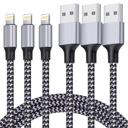 iPhone Charger, Lightning Cable 3PACK 6FT MFi Certified USB Charging Cord - color: Black