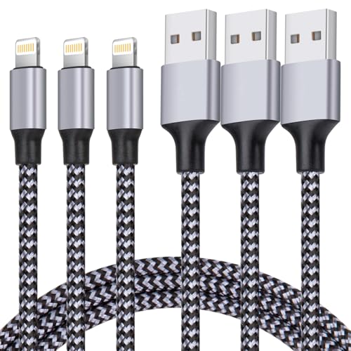 iPhone Charger, Lightning Cable 3PACK 6FT MFi Certified USB Charging Cord - color: Black
