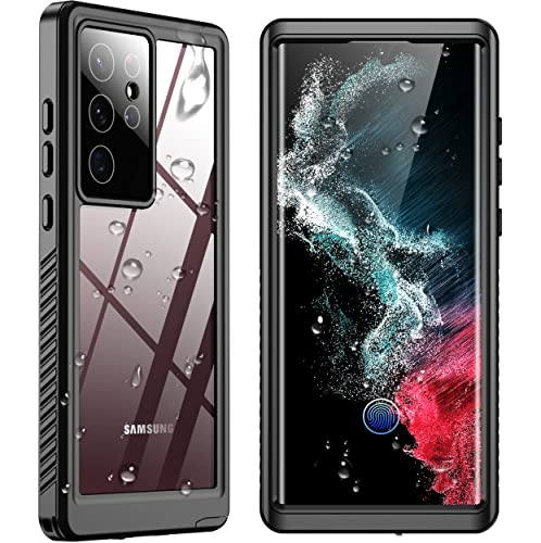 SPIDERCASE Designed for Samsung Galaxy S22 Ultra Case Waterproof, Built-in Screen Protector Full Protection Heavy Duty Shockproof Anti-Scratched Rugged Case, Black - color: Black