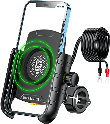 BRCOVAN Motorcycle Phone Mount Holder with Wireless & USB-C Charger