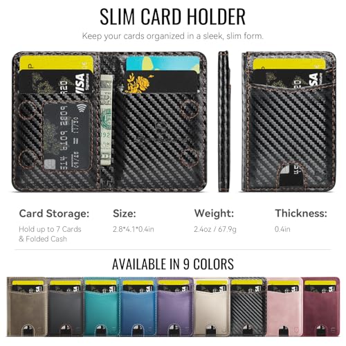 Strapurs Strong Magnetic Wallet Card Holder Compatible with MagSafe Phones and Cases, Slim PU Leather Phone Wallet with 6 Card Slots RFID Blocking for iPhone 16/15/14/13/12 Series – Carbon Black - color: Carbon Black