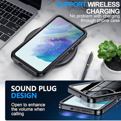 xiwxi for Samsung Galaxy S21 FE Case Waterproof,[IPX8 Underwater Case][Full Body Shockproof & Military Dropproof] Clear Sound Quality Built-in Screen Protector for Samsung S21 FE 6.4 inch-Black - size: For Samsung S21 FE-6.4"