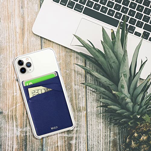 RFID Blocking Phone Card Wallet - Double Secure Pocket - Ultra-Slim Self Adhesive Credit Card Holder Card Sleeves Phone Wallet Sticker All Smartphones (Dark Blue)-2PC - color: dark blue
