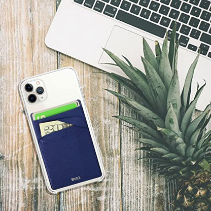 RFID Blocking Phone Card Wallet - Double Secure Pocket - Ultra-Slim Self Adhesive Credit Card Holder Card Sleeves Phone Wallet Sticker All Smartphones (Dark Blue)-2PC - color: dark blue