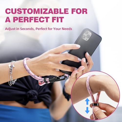 Phone Wrist Strap Hand Lanyard with LifetimeWarranty, Universal Adjustable Nylon Cell Phone String Holder Compatible with apple iPhone & Samsung,Anti-Drop Safety for Key Wallet Camera - color: 2pack (Short-pink)