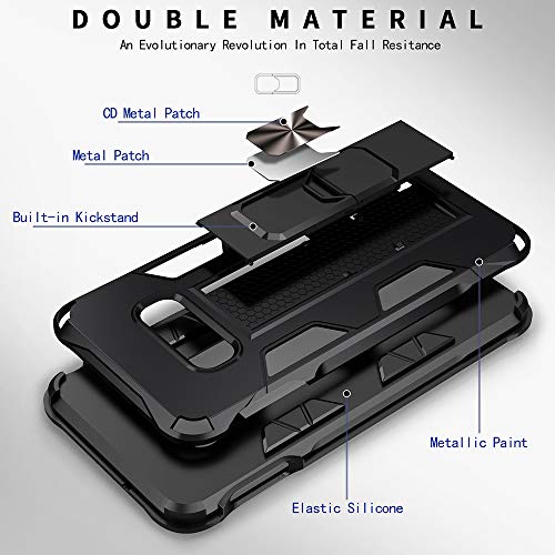 Dionsibei for Samsung Galaxy Note 8 Military Grade Kickstand Case with Stand Holder - Armor Heavy Duty Shockproof Protective Case (Black) - color: Black