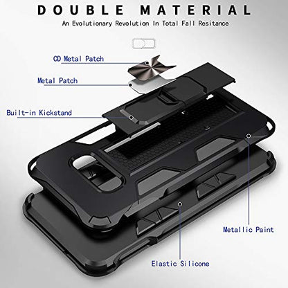 Dionsibei for Samsung Galaxy Note 8 Military Grade Kickstand Case with Stand Holder - Armor Heavy Duty Shockproof Protective Case (Black) - color: Black