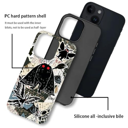 Case for iPhone 13 14, Dual Layer Phone Cover, Mothman Collage | Shockproof Hybrid Phone Case, Soft TPU and Hard PC, Durable Anti-Scratch Protection - color: Mothman Collage, size: Iphone 13/14