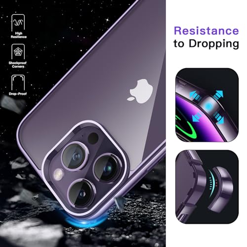 JETech Case for iPhone 14 Pro Max, Anti-Yellowing, Deep Purple | Shockproof Protection, Scratch Resistant Hard PC Back, Durable Transparent TPU Bumper - color: Deep Purple, size: iPhone 14 Pro Max