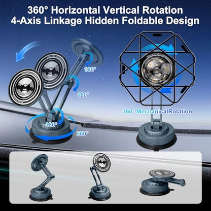 PIEPIE All-Metal Alloy Long Arm Magnetic Suction Cup Car Phone Mount Holder - color: Navy Deep Blue
