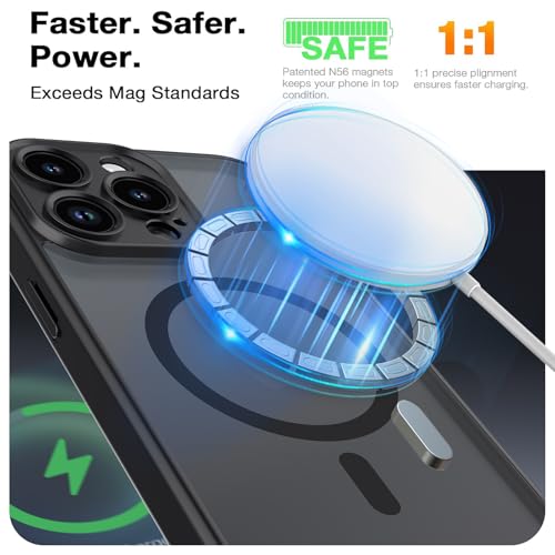 Magnetic Case for iPhone 13 Pro 6.1-Inch, [Compatible with Magsafe][Full Camera Protection] Ultra Slim Translucent Matte Shockproof Protection Phone Cover-Black - color: Black, size: iPhone 13 Pro