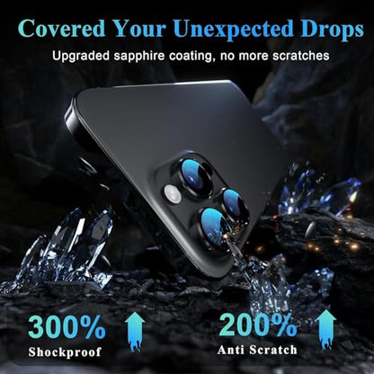Camera Protector Metal Ring for iPhone 16 Pro/iPhone 16 Pro Max HD Tempered Glass Individual Lens Protective Cover, Black - color: Black