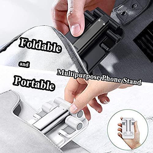 Meetuo 2 Pcs Cell Phone Stand for Desk Adjustable Desktop Phone Holder - color: Black+White