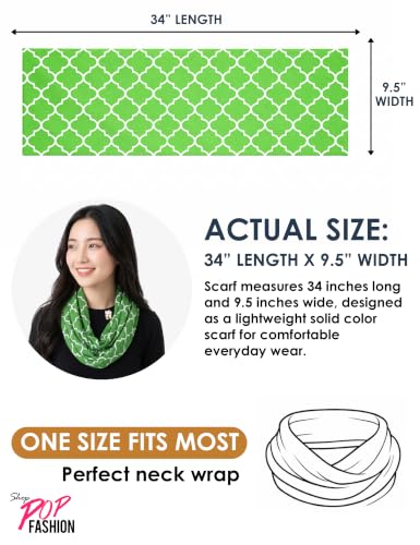 Pop Fashion Quatrefoil Pattern Infinity Scarf for Women - Travel Scarf with Hidden Pocket - All Seasons - color: Green, size: 24.5 x 9.5