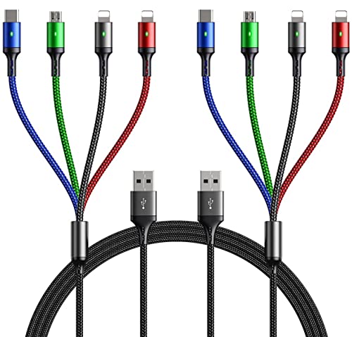 Multi Charging Cable 4A,5ft/2Pack 4in1 USB Charger Cable