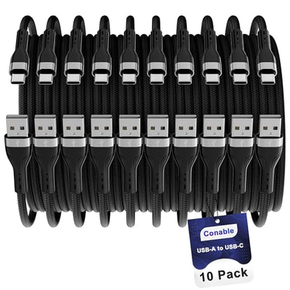 USB C Cable (8FT, 10 Pack), USB A to USB Cord, 3A Fast Charging, Braided - size: 8FT, style: 10-Pack