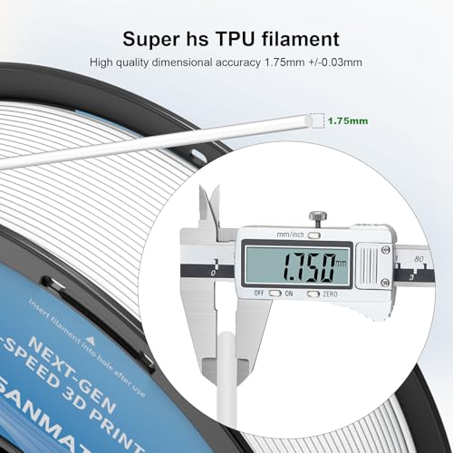 iSANMATE HS TPU Filament 1.75mm, White TPU 95A HF High Speed, 1kg | Flexible Tough Wear-Resistant Elastic; HF TPU 50-200mm/s; Compatible with Bambu Lab and Most FDM 3D Printer; for TPU Beginner - color: White, size: TPU-HS-95A