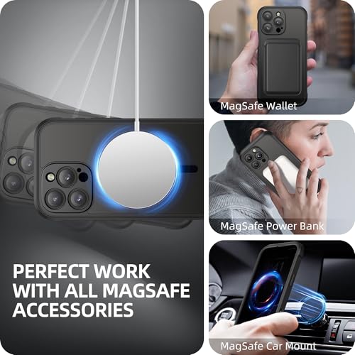 BERFY for iPhone 16 Pro Case, Compatible with MagSafe, Built-in Privacy Screen Protector, Camera Protection, Shockproof Full Body Phone Case 6.3", Translucent Black