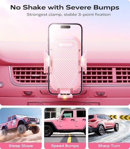 VICSEED Ultra Stable Pink Car Phone Holder Vent [Never Fall Off & Break] - color: Pink