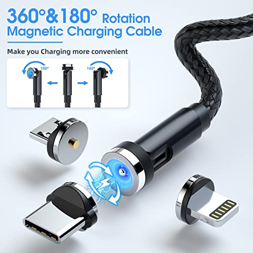 Magnetic Charging Cable, 7-Pack 540° Rotating Magnetic Phone Charger-Black - color: Black