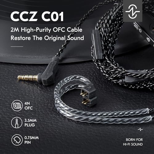 H HIFIHEAR CCZ DC03 2M Long IEM Cable with Mic,TFZ 3.5MM, with Mic