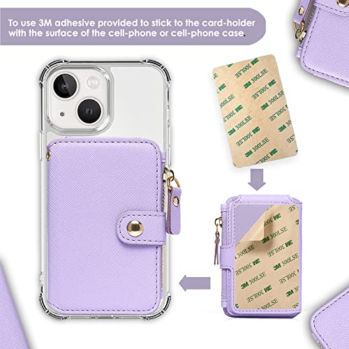 M-Plateau RFID Blocking Phone Wallet Stick On,Credit Card Holder for Women | Card Holder for Phone case Stick on Attachable Credit Card Holder for Phone (Compatible with Most Smartphones) (Purple) - color: Purple