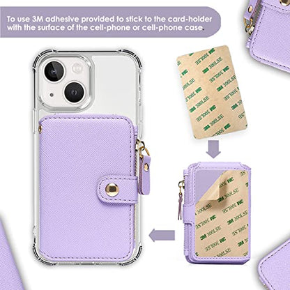M-Plateau RFID Blocking Phone Wallet Stick On,Credit Card Holder for Women | Card Holder for Phone case Stick on Attachable Credit Card Holder for Phone (Compatible with Most Smartphones) (Purple) - color: Purple