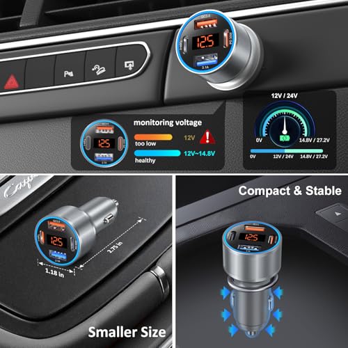 USB C Car Charger 3 Pack, Bangfun 65W Super Fast Charging Car Phone Charger - color: Gray, size: 3-Pack