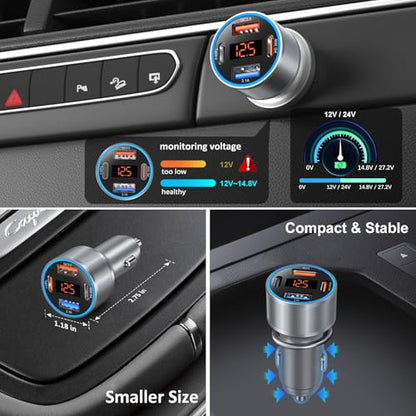 USB C Car Charger 3 Pack, Bangfun 65W Super Fast Charging Car Phone Charger - color: Gray, size: 3-Pack