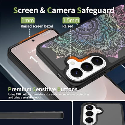 for Samsung Galaxy S26 5G Case: Cute Flowers Floral Design for Girls Women Translucent Matte Slim Soft TPU Bumper Shockproof Silicone Cell Phone Cover (Rainbow Mandala) - color: Rainbow
