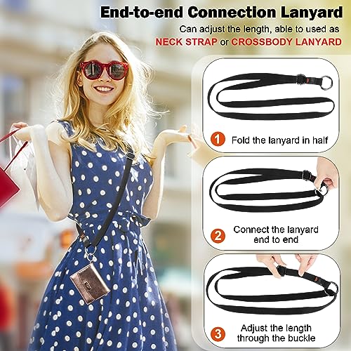 Dual-use Adjustable Lanyard End-to-end Connection Lanyard Anti-lost Neck Strap Holder for Keys Wallet Camera - color: Black Lanyard, size: Long Crossbody Lanyard - Cotton