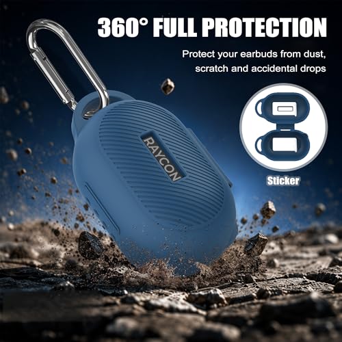 Case for Raycon Everyday Classic Headphones, Shockproof Soft Silicone Case for Raycon Earbuds Bluetooth Wireless, Ultra-Lightweight Protective Cover with Cleaning kit & Keychain, Blue - color: Blue