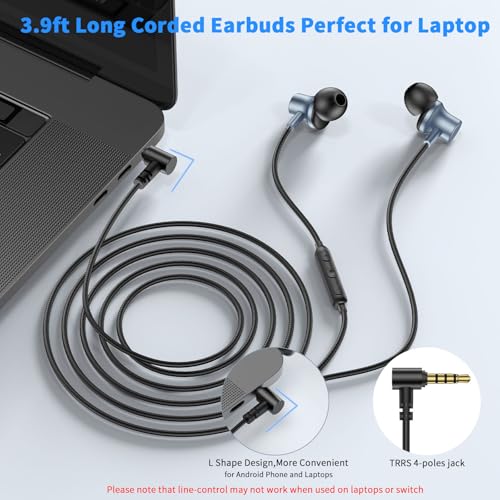 3.5mm Headphones Wired Earbuds for Laptop School Computer PC,Blue - color: Blue
