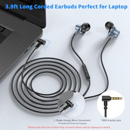 3.5mm Headphones Wired Earbuds for Laptop School Computer PC,Blue - color: Blue