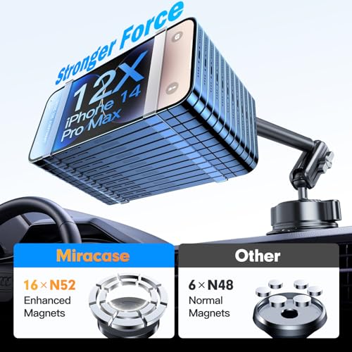 isuke for MagSafe Car Mount, [80+LBS Strongest Suction & Ultra-Durable] [16 Strongest Magnets] Aluminum Alloy Magnetic Phone Holder for Car Dashboard Windshield for iPhone Samsung All Smartphones