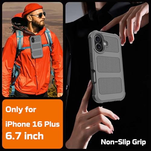 Wedall for iPhone 16 Plus Case with Belt Clip Holster,Anti-Drop Shockproof Bumper Phone Cases with 2X Screen Protectors & Kickstand,Rugged Heavy Duty Military Grade Protective Defender Cover (Gray) - color: Gray