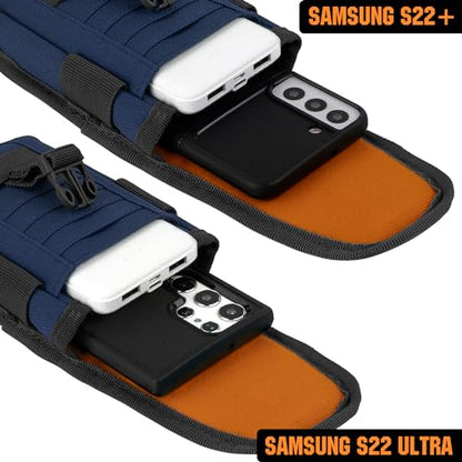 Tactical Phone Holster Pouch Case, Molle Gadget Bag Molle Attachment Belt Holder Waist Bag for 4.7"-6.9" with US Flag Patch for iPhone 18 Pro Max/17 Pro/16 Pro/15 Pro - color: Deep Blue