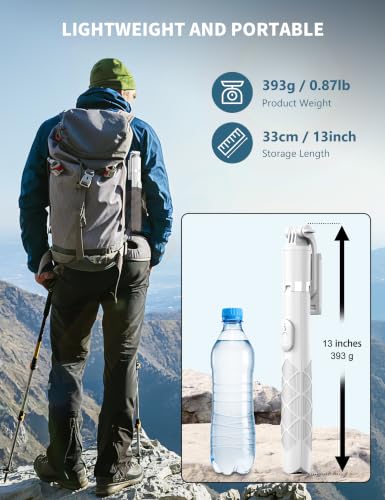 71" Cell Phone Selfie Stick Tripod, Smartphone Tripod Stand with Remote, Extendable Travel Phone Selfie Stick Compatible with iPhone 17/16/15/14/13 Pro Max Gopro Android DJI (White) - color: White, size: 70.86 Inches - Reinforced Stability