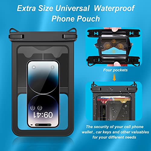 HAISSKY Large Waterproof Phone Pouch Cellphone Dry Bag [2-Pack],Universal IPX8 Waterproof Phone Case Compatible with iPhone 16 15 14 Pro Max 13 12 11 XS XR 8 7,Galaxy S22/S21 Dry Bag - size: 8.5 inch, 2 Pack