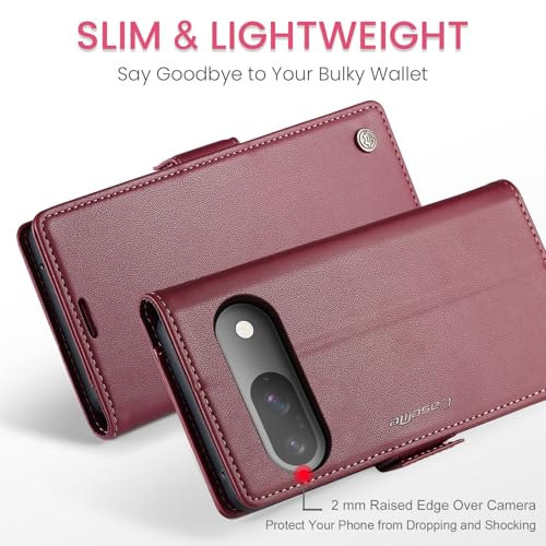 Wallet Case for Google Pixel 10/Google Pixel 10 Pro, Magnetic Flip Case with RFID Blocking Card Holder Kickstand for Women Men, Shockproof Durable Protective Phone Cover (Red) - color: Red