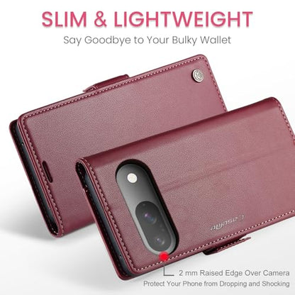 Wallet Case for Google Pixel 10/Google Pixel 10 Pro, Magnetic Flip Case with RFID Blocking Card Holder Kickstand for Women Men, Shockproof Durable Protective Phone Cover (Red) - color: Red