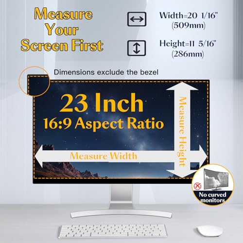 Magnetic 23 Inch Privacy Screen for Computer Monitor 16:9 Widescreen Desktop PC, 23in Hanging Removable Anti Blue Light Glare Eye Protection Shield, Screen Protector Panel - size: 23'' Privacy Screen (16:9)