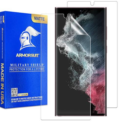 ArmorSuit 2 Pack for Samsung Galaxy S22 Ultra 6.8" Anti-Glare Screen Protector Case Friendly MilitaryShield Matte Film - Made in the USA - size: Galaxy S22 Ultra 6.8 inch (2 Pack)