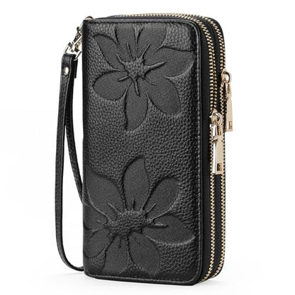 GOIACII Women's Wallet RFID Blocking Leather Wristlet - color: A01 Black