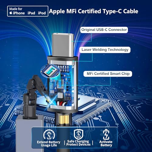 Apple MFi Certified iPhone 17 Car Charger, 52.5W PD/QC3.0 Car Power Adapter - color: Charcoal Black