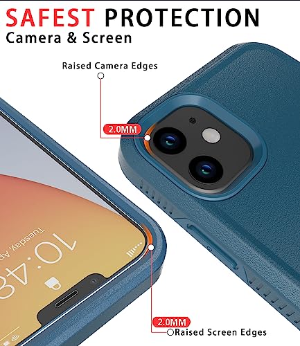 Diverbox for iPhone 11 Case [Shockproof] [Dropproof] [Tempered Glass Screen Protector],Heavy Duty Protection Phone Case Cover for Apple iPhone 11 (Blue-2in1) - color: Blue-2in1