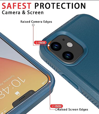 Diverbox for iPhone 11 Case [Shockproof] [Dropproof] [Tempered Glass Screen Protector],Heavy Duty Protection Phone Case Cover for Apple iPhone 11 (Blue-2in1) - color: Blue-2in1