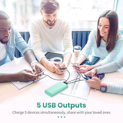Portable Charger 38800mAh,LCD Display Power Bank,5 USB Outputs Battery Pack Backup, USB-C 3A in&out Travel Essential Portable Phone Charger For iPhone 18/17/16/15/14 Pro,Android Samsung Galaxy-Green - color: Green