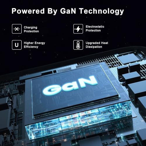 DCV 65W USB C Charger, GaN 3-Port Fast Charging Block with LED Digital Display, PD/PPS/QC 3.0 Foldable Wall Charger for Laptops, MacBook, iPhone 17/16, iPad Pro, Galaxy S23/S22, Note 20, without Cable - color: Black